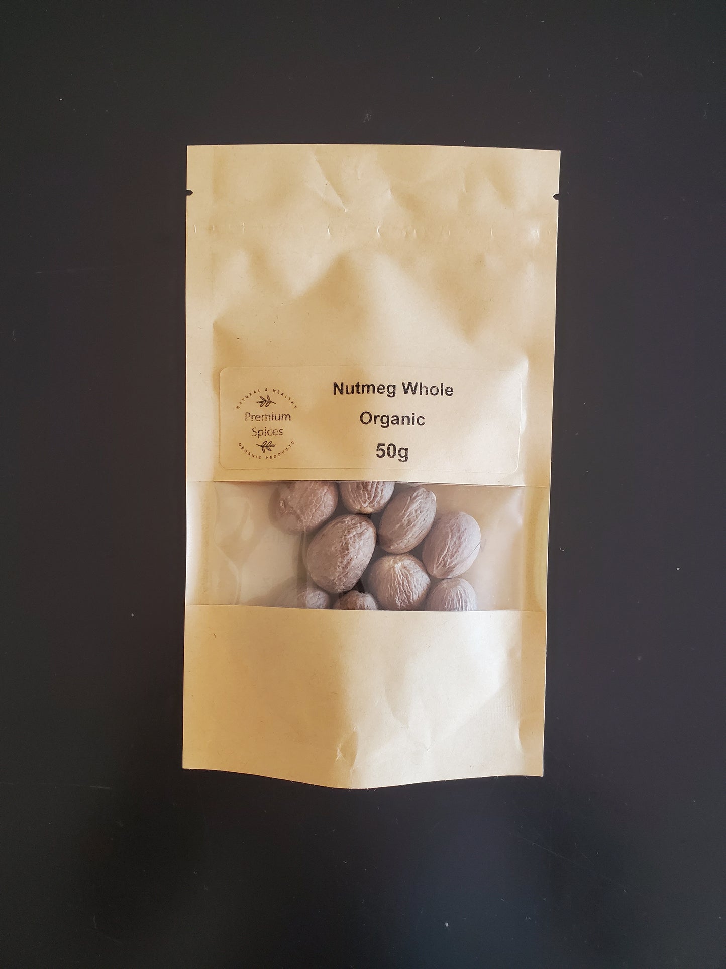 some versatile uses of organic nutmeg NZ with Premium Spices, showing 50g pack