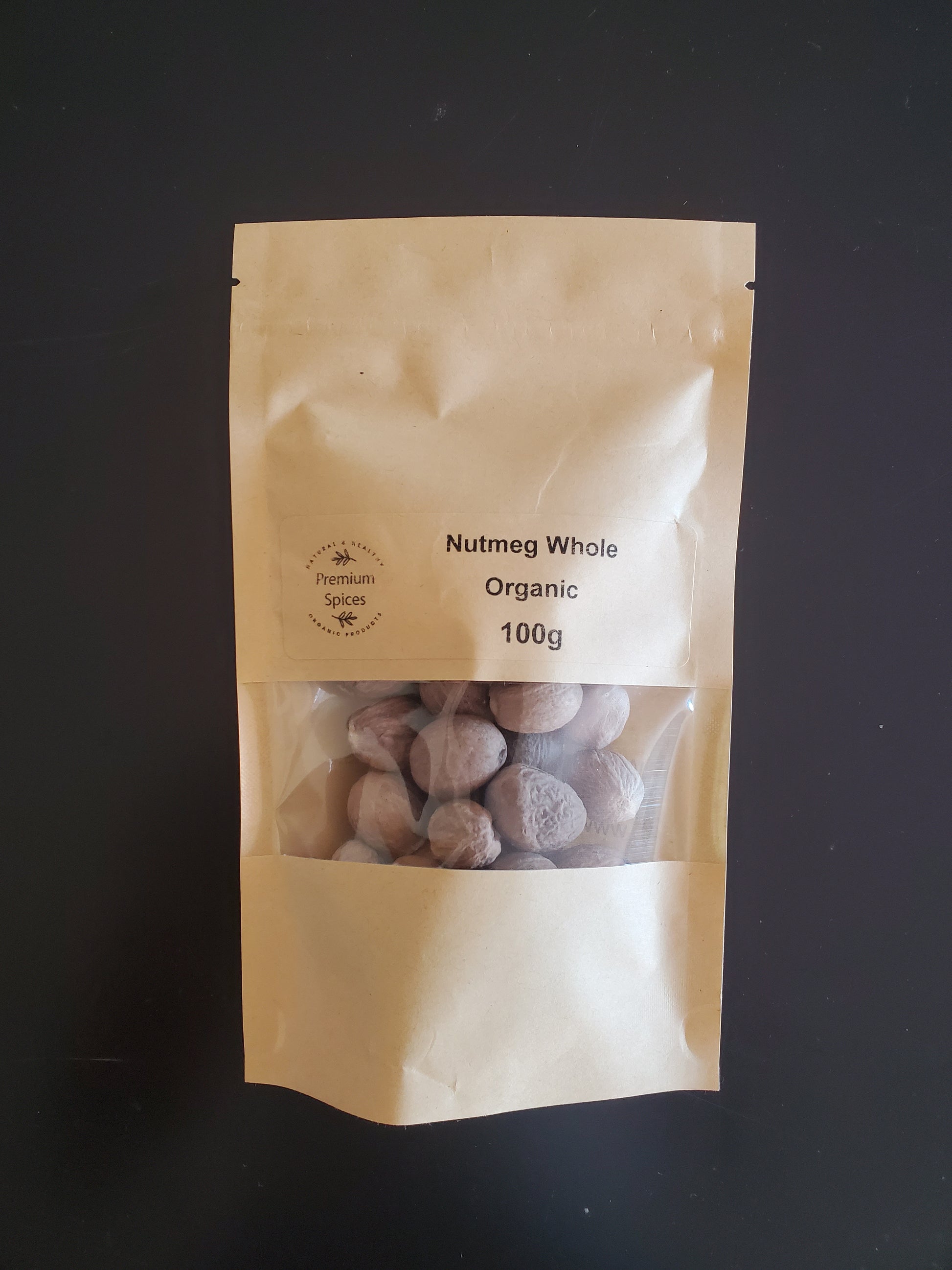 some versatile uses of organic nutmeg NZ with Premium Spices, showing 100g pack